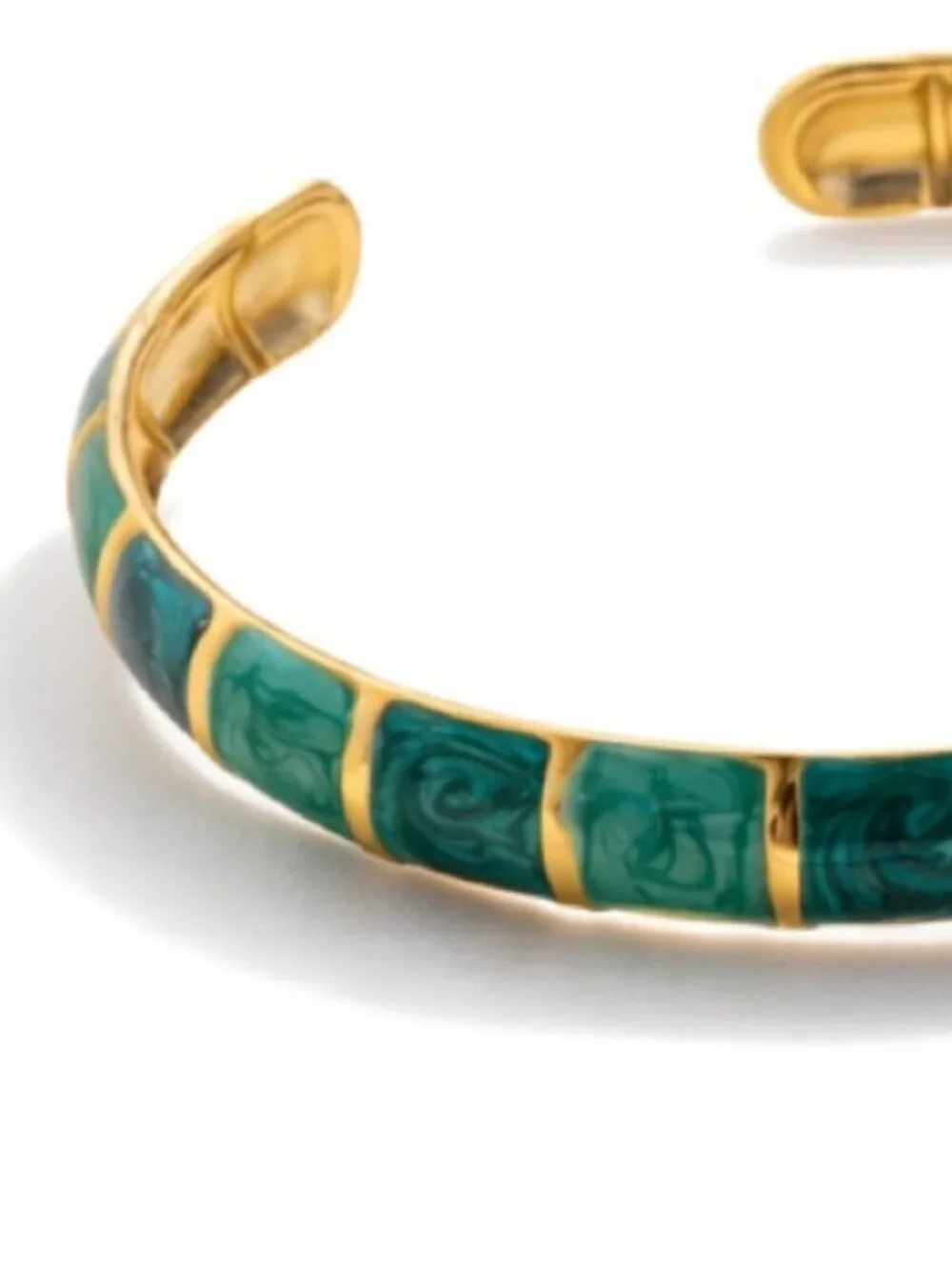 New! Sol Gold Plated Emerald Green Colorblock Colorful Cuff Bracelet NWOT